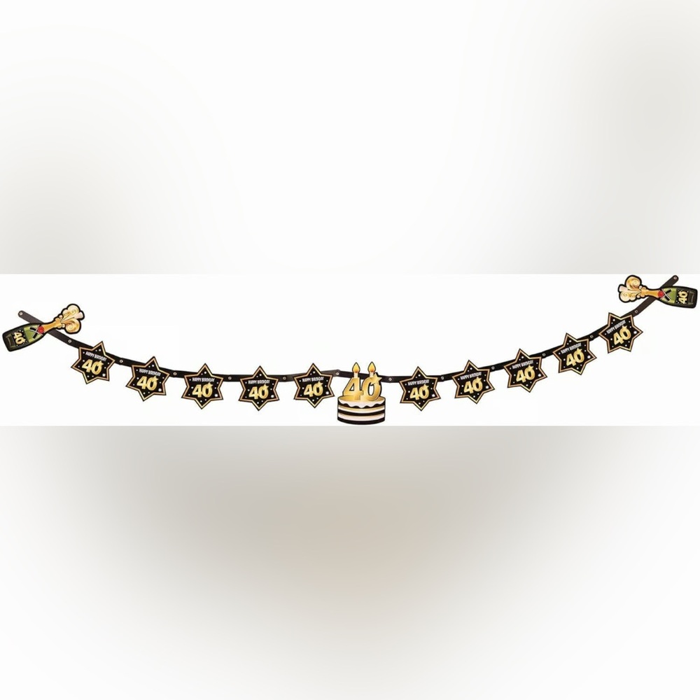 Forum Novelties Black & Gold 40th Birthday Banner Garland Party Supplies